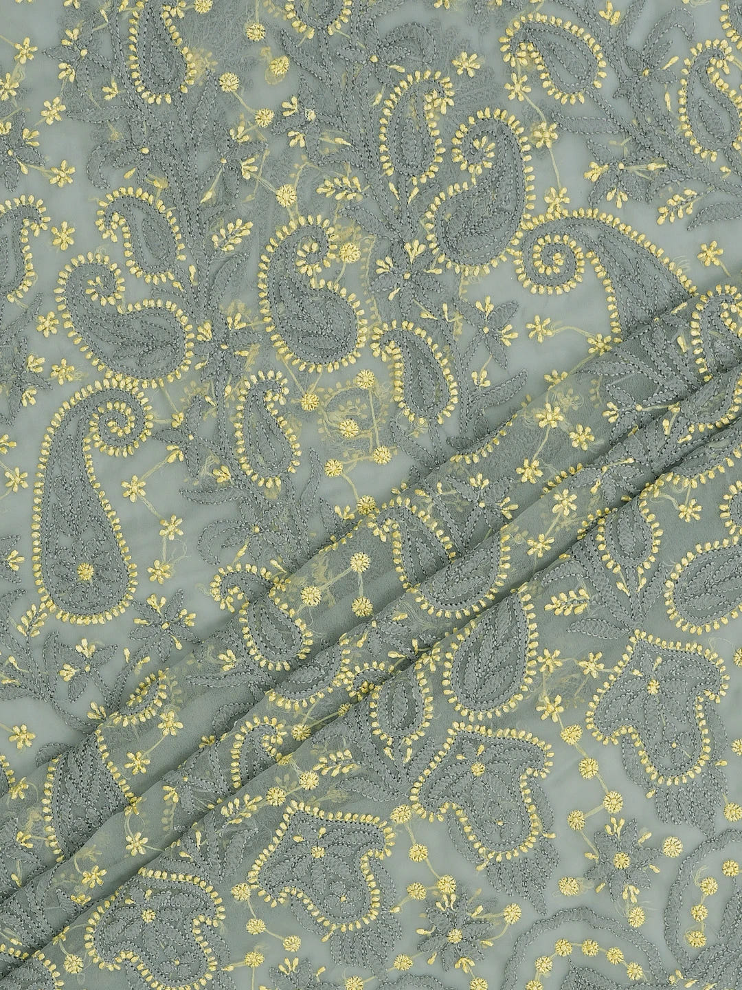 Ada Hand Embroidered Grey Georgette Lucknowi Chikankari Unstitched Suit Piece 01A711200