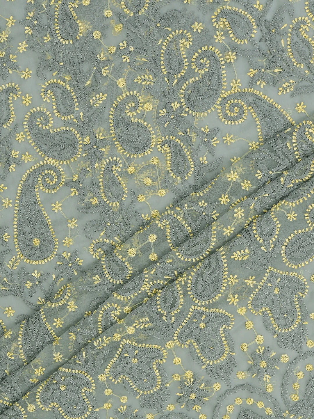 Ada Hand Embroidered Grey Georgette Lucknowi Chikankari Unstitched Suit Piece 01A711200