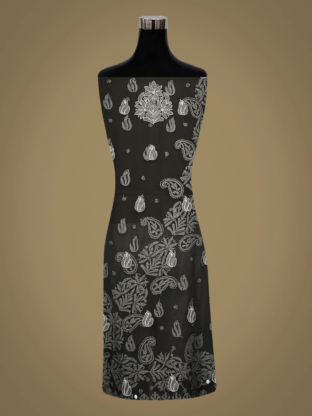 Ada Hand Embroidered Black Georgette Lucknowi Chikankari Unstitched Kurta Piece 01A678540