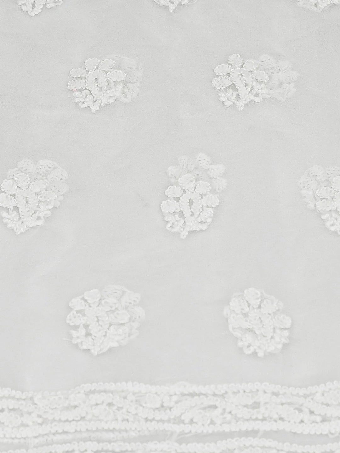 Ada Hand Embroidered White Georgette Lucknowi Chikankari Unstitched Kurta Piece 01A614077