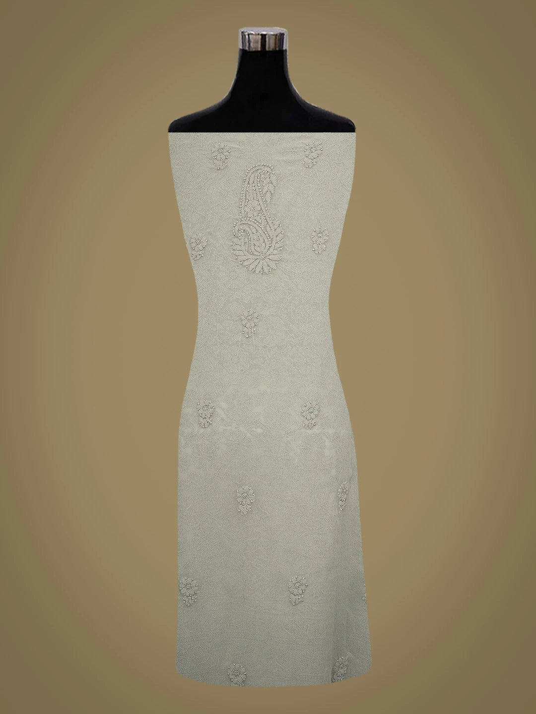 Ada Hand Embroidered Grey Georgette Lucknowi Chikankari Unstitched Kurta Piece 01A614087