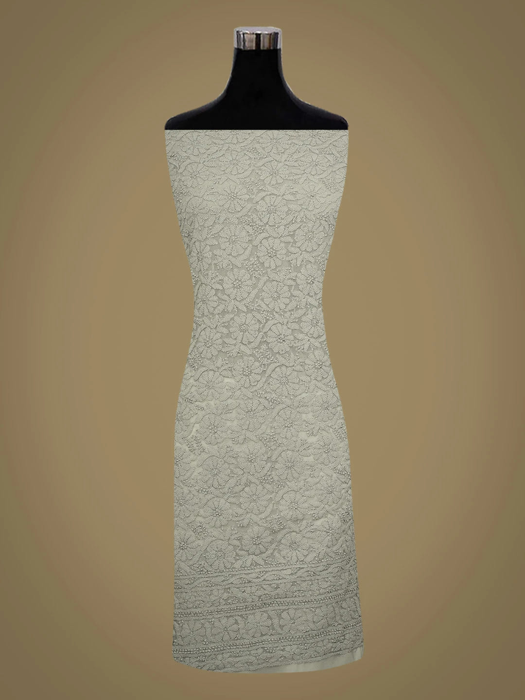 Ada Hand Embroidered Grey Georgette Lucknowi Chikankari Unstitched Kurta Piece 01A614087