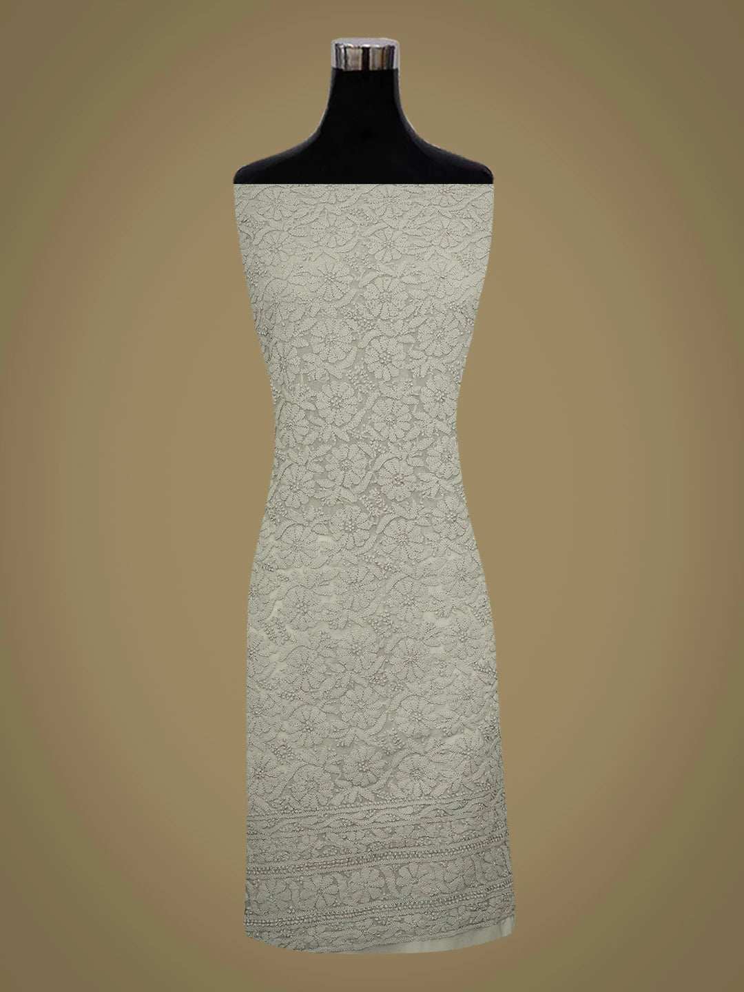 Ada Hand Embroidered Grey Georgette Lucknowi Chikankari Unstitched Kurta Piece 01A614087