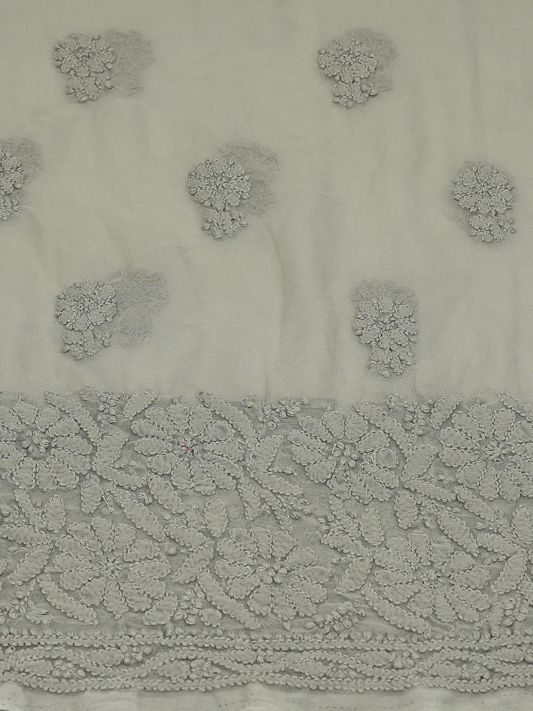 Ada Hand Embroidered Grey Georgette Lucknowi Chikankari Unstitched Kurta Piece 01A614087