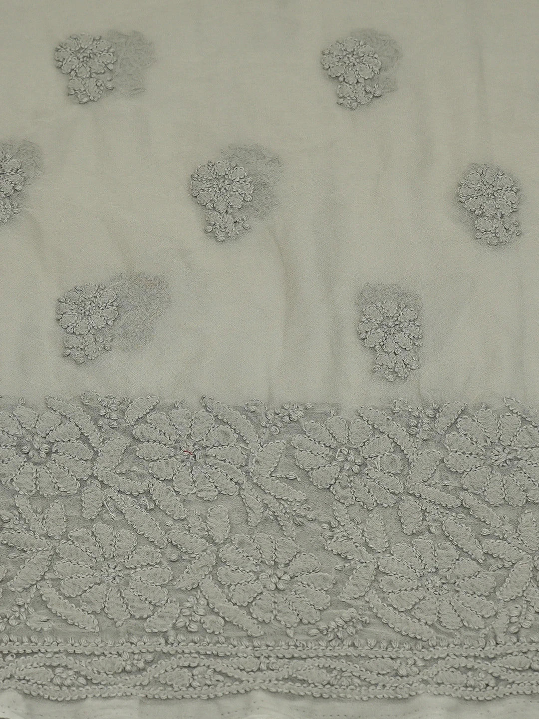 Ada Hand Embroidered Grey Georgette Lucknowi Chikankari Unstitched Kurta Piece 01A614087