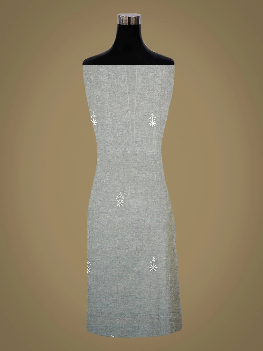 Ada Hand Embroidered Grey Tissue Lucknowi Chikankari Unstitched Kurta Dupatta Set 01A685906