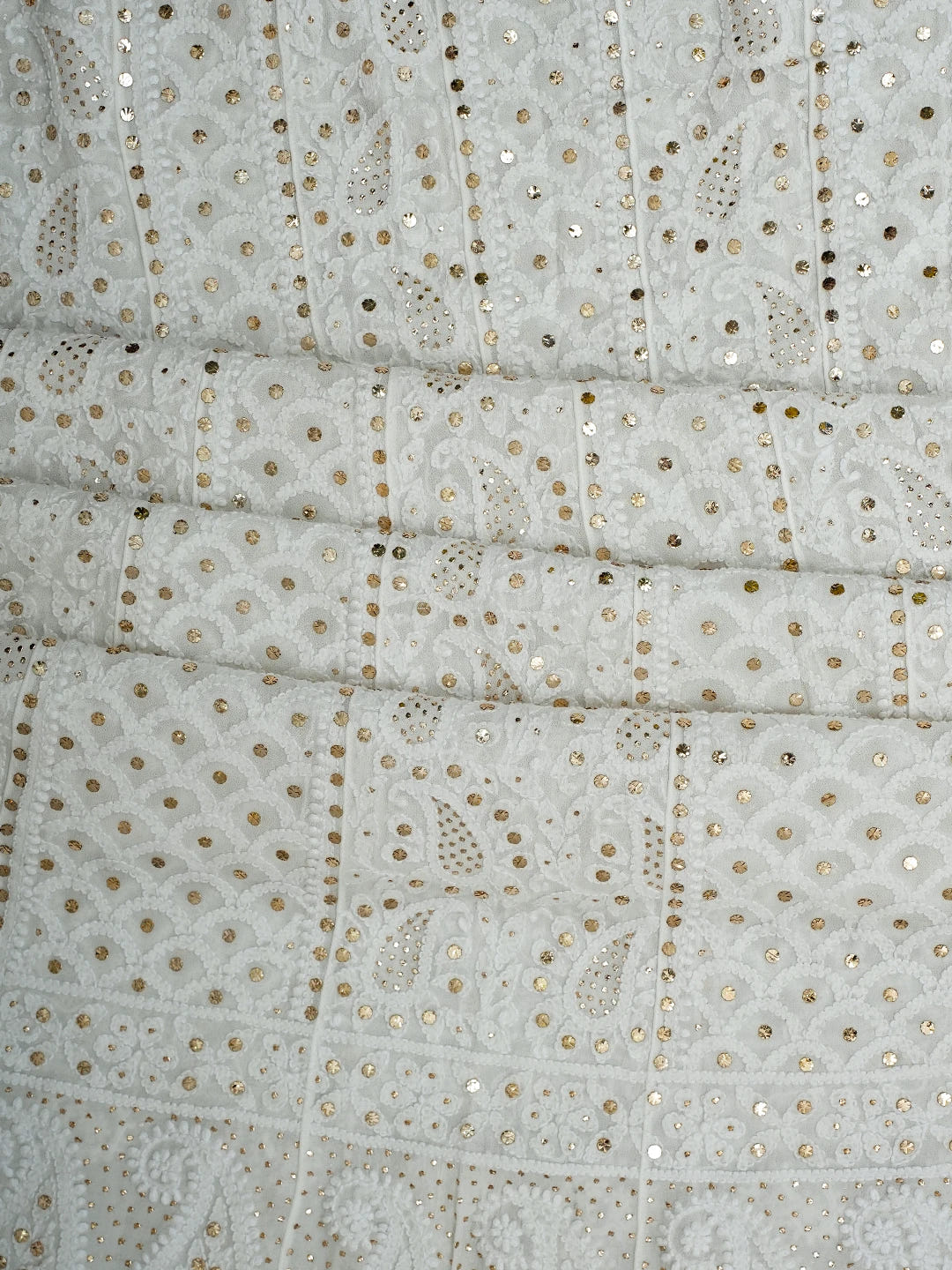 Ada Hand Embroidered White Viscose Georgette Lucknowi Chikankari Semi-Stitched Anarkali Kurta Dupatta Set With Mukaish Work 01A700028