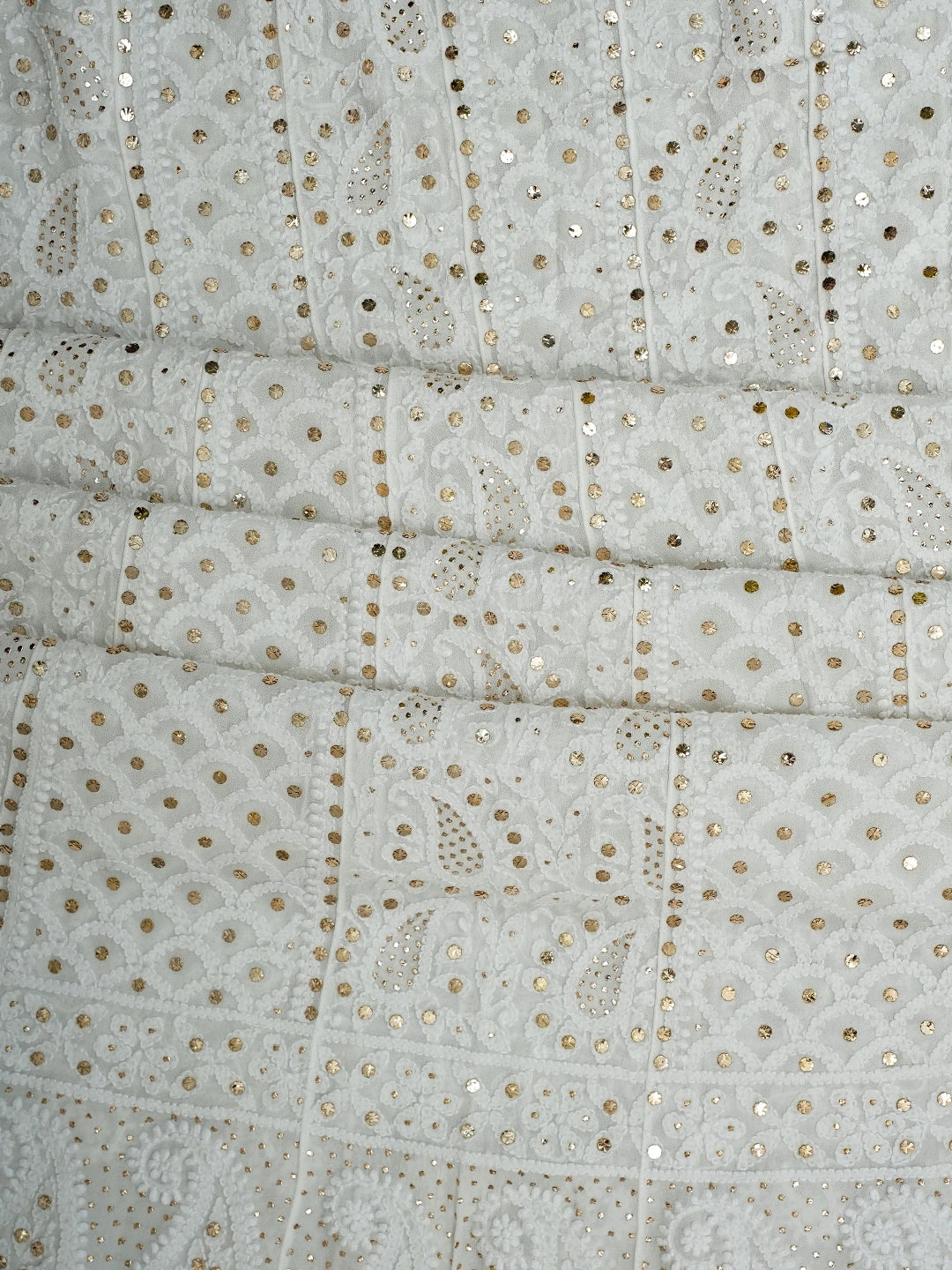 Ada Hand Embroidered White Viscose Georgette Lucknowi Chikankari Semi-Stitched Anarkali Kurta Dupatta Set With Mukaish Work 01A700028