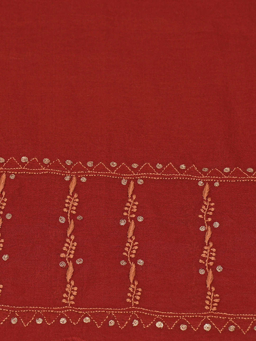Ada Hand Embroidered Maroon Tissue Lucknowi Chikankari Unstitched Kurta Dupatta Set With Zari Work 01A185539