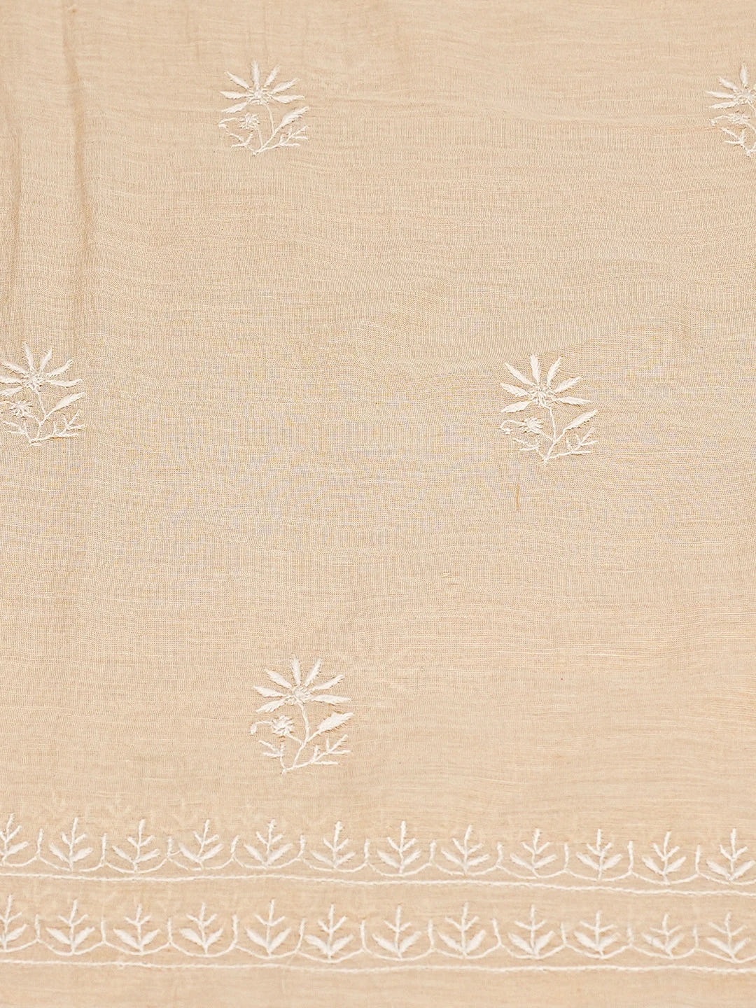 Ada Hand Embroidered Fawn Tissue Lucknowi Chikankari Unstitched Kurta Dupatta Set 01A630040