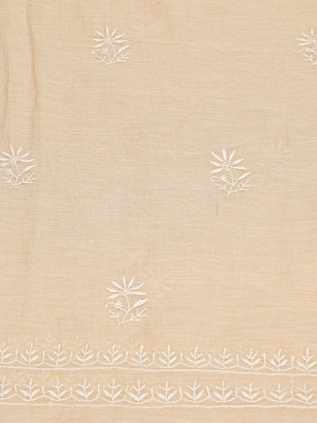 Ada Hand Embroidered Fawn Tissue Lucknowi Chikankari Unstitched Kurta Dupatta Set 01A630040