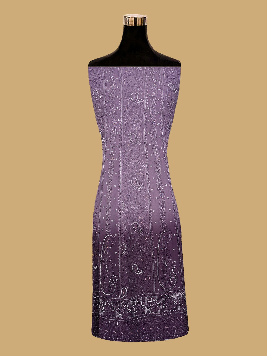Ada Hand Embroidered Ombre Shade Of Early Bird And Affair Purple Viscose Georgette Lucknowi Chikankari Semi-Stitched Anarkali Kurta Dupatta Set With Cutdana Work 01A688194