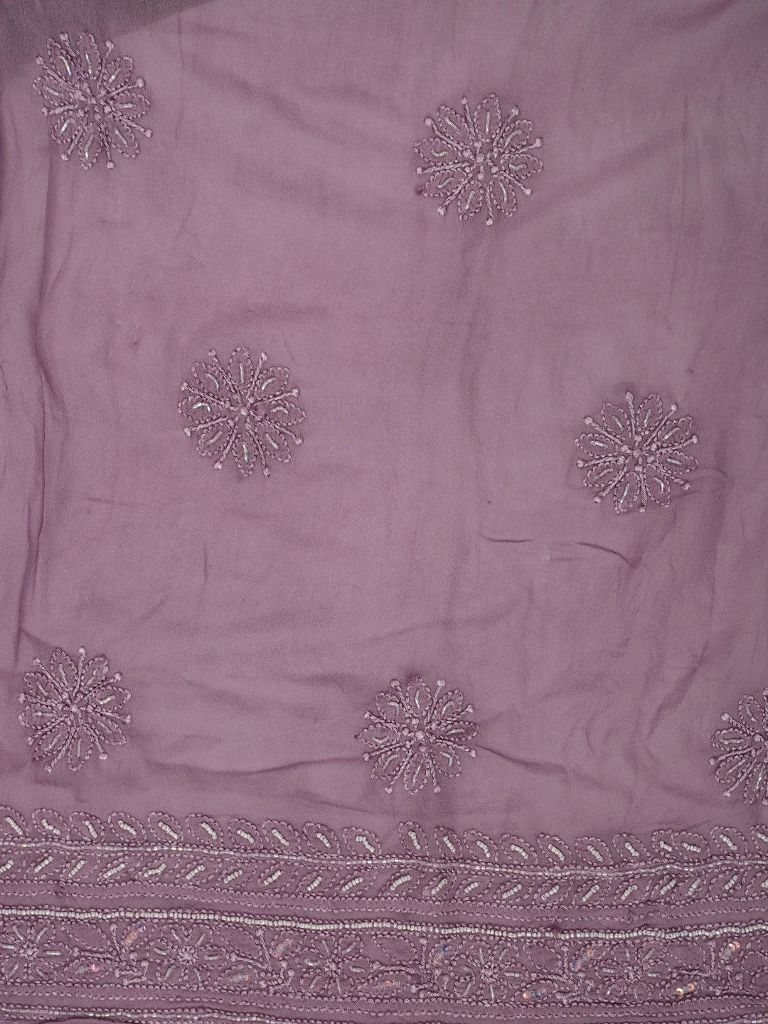 Ada Hand Embroidered Ombre Shade Of Early Bird And Affair Purple Viscose Georgette Lucknowi Chikankari Semi-Stitched Anarkali Kurta Dupatta Set With Cutdana Work 01A688194
