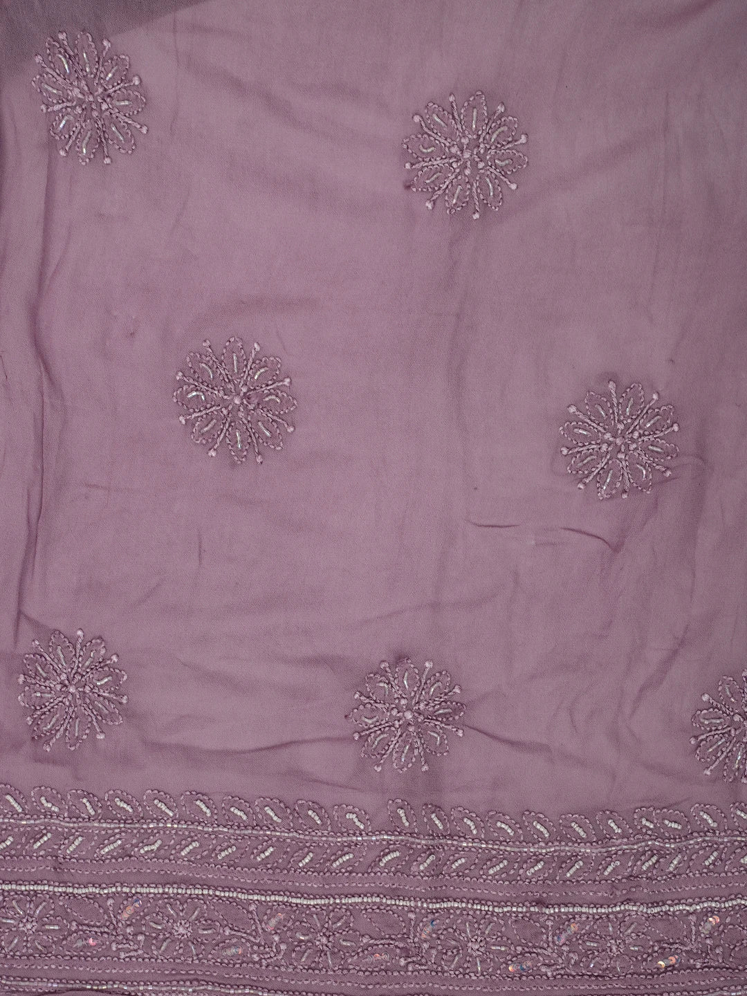 Ada Hand Embroidered Ombre Shade Of Early Bird And Affair Purple Viscose Georgette Lucknowi Chikankari Semi-Stitched Anarkali Kurta Dupatta Set With Cutdana Work 01A688194