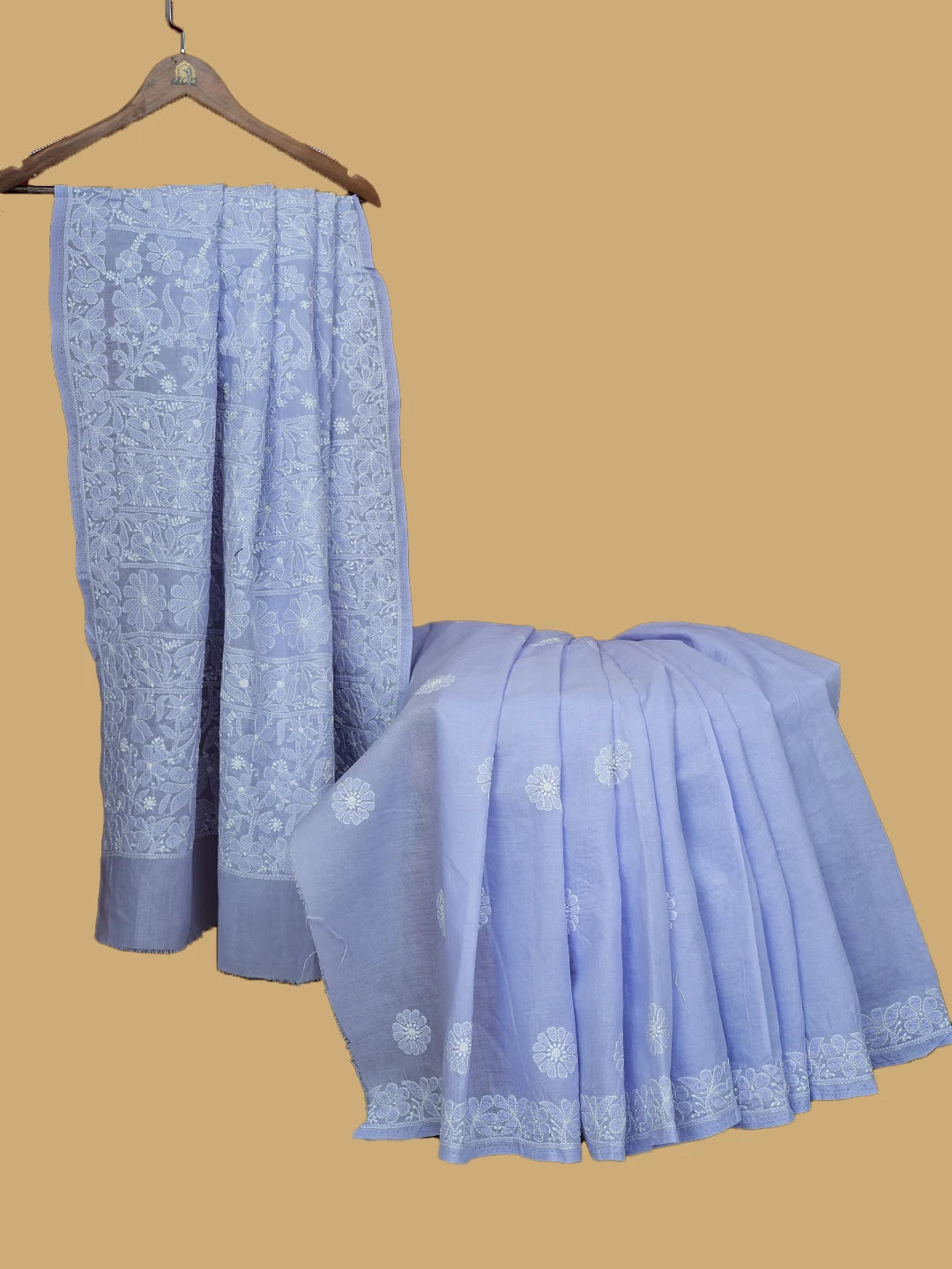 Ada Hand Embroidered Mauve Cotton Lucknowi Chikankari Saree and Blouse 01A562464