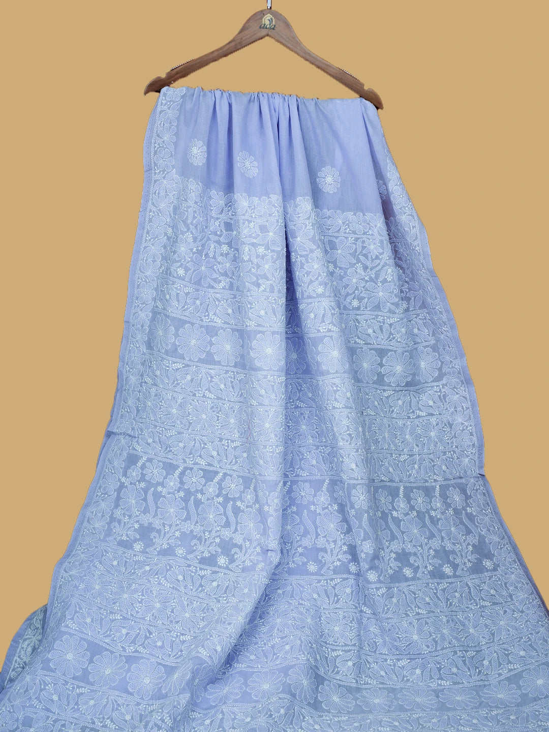 Ada Hand Embroidered Mauve Cotton Lucknowi Chikankari Saree and Blouse 01A562464