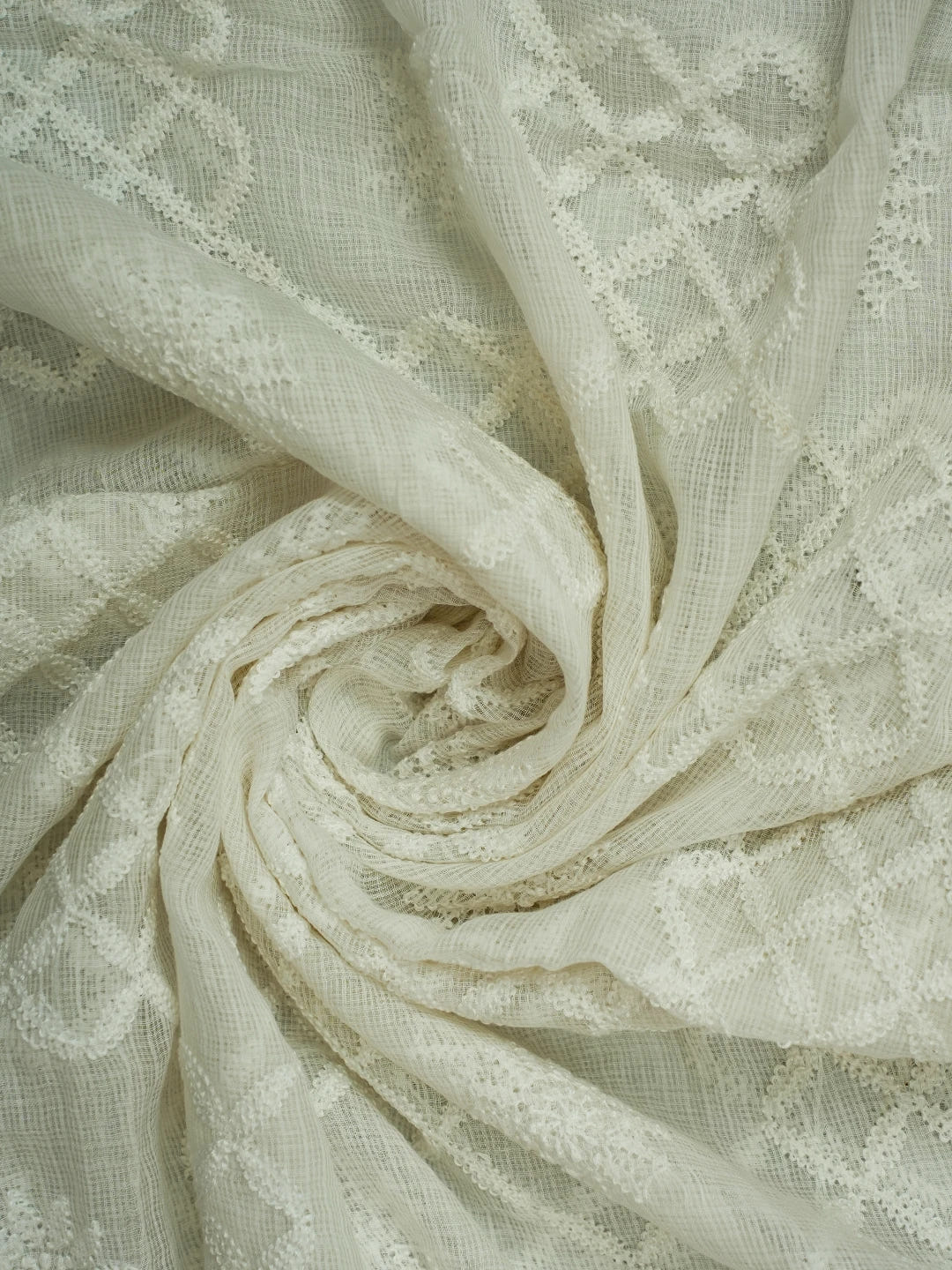 Ada Hand Embroidered White Kota Lucknowi Chikankari Dupatta 01A695616