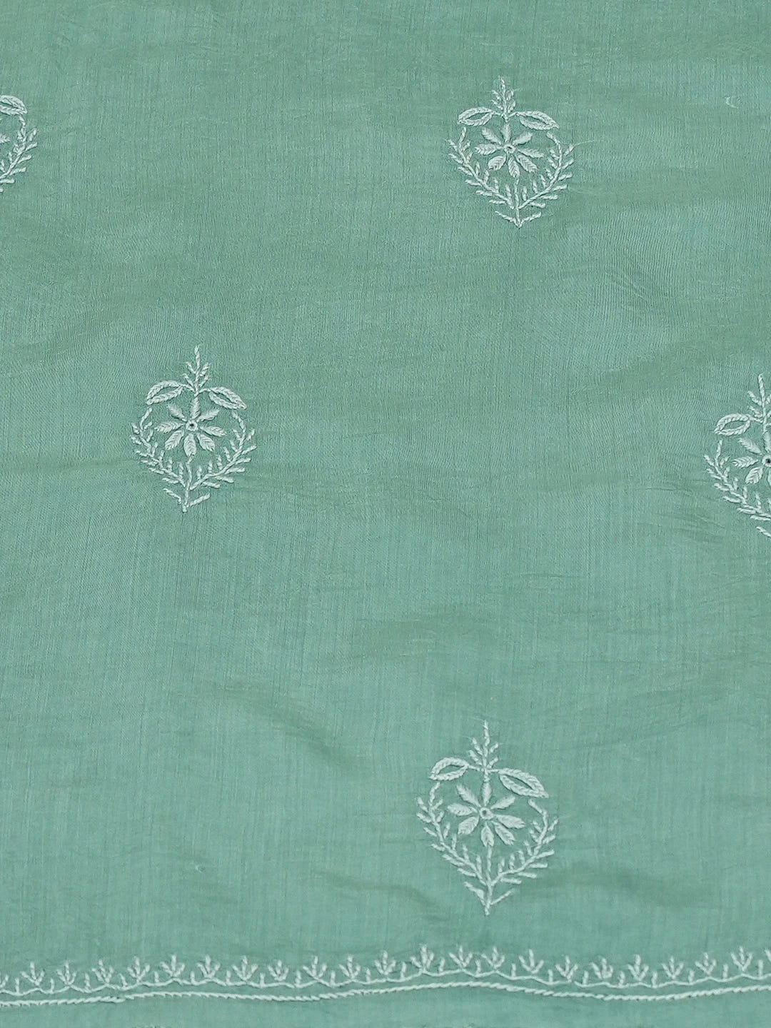 Ada Hand Embroidered Jungle Green Muslin Lucknowi Chikankari Unstitched Kurta Dupatta Set 01A609961