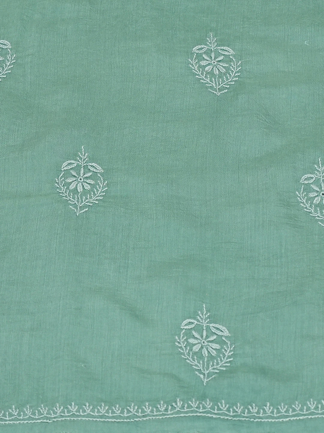Ada Hand Embroidered Jungle Green Muslin Lucknowi Chikankari Unstitched Kurta Dupatta Set 01A609961