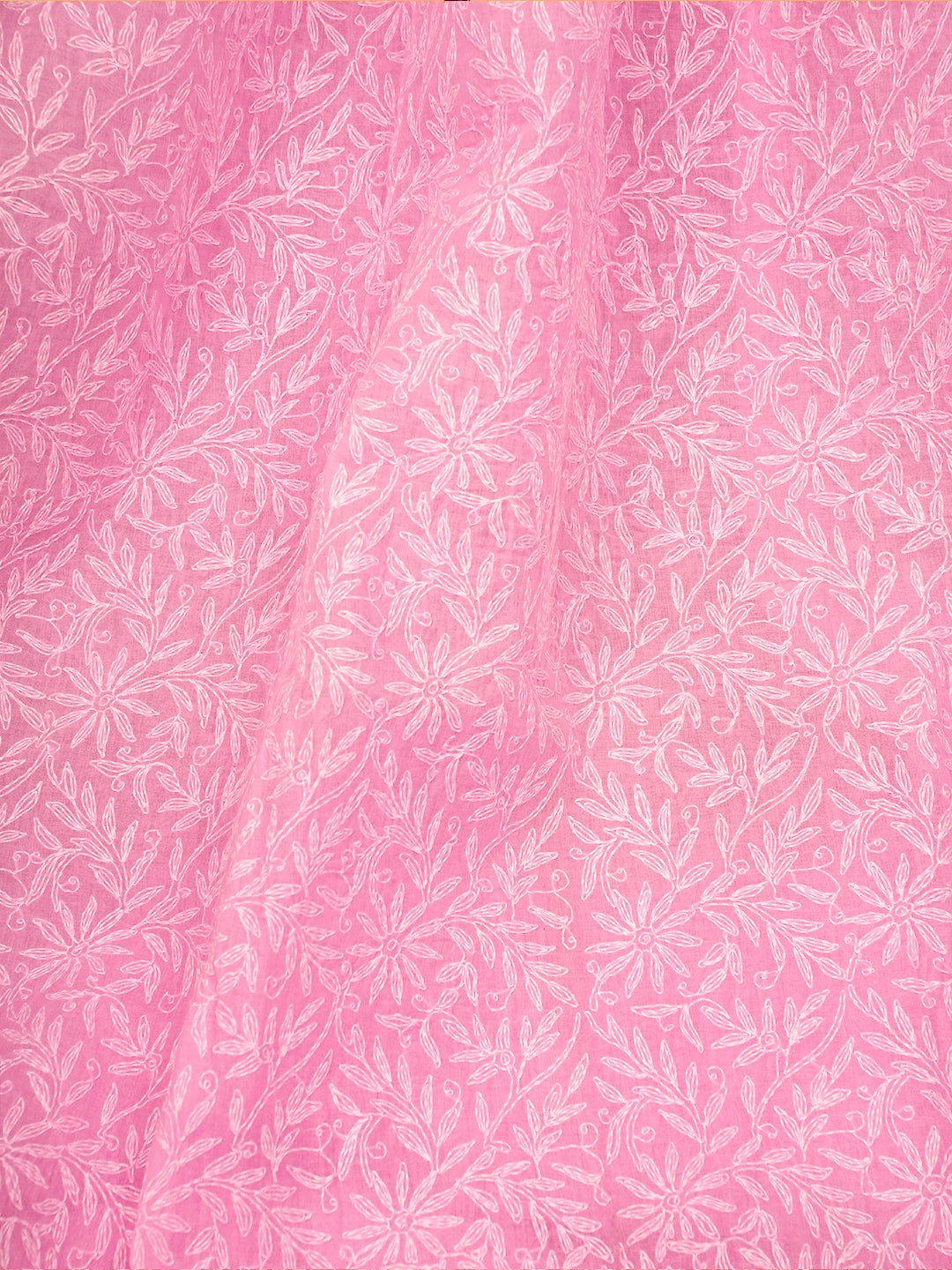 Ada Hand Embroidered Pink Cotton Lucknowi Chikankari Saree and Blouse 01A586085