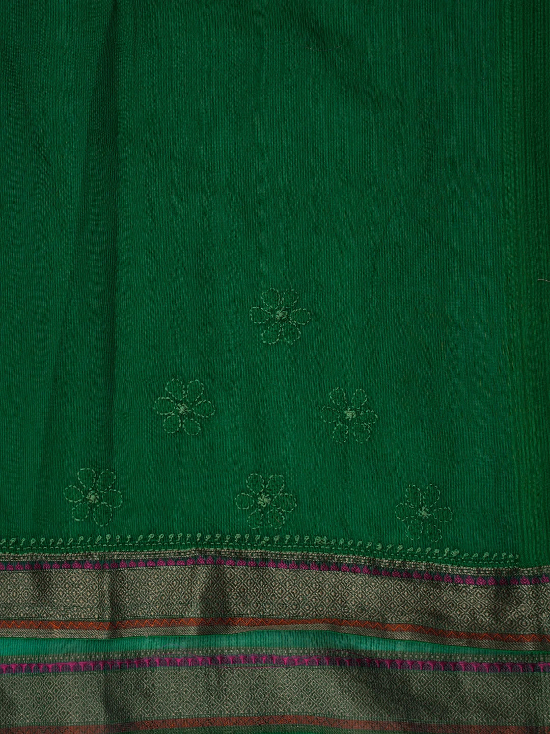 Ada Hand Embroidered Green Chanderi Lucknowi Chikankari Saree and Blouse 01A614612