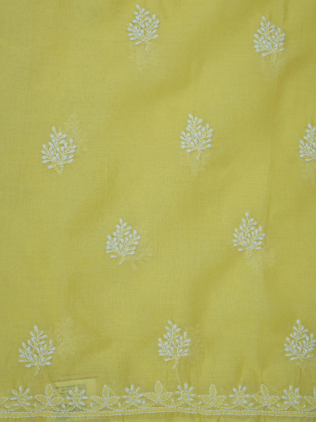 Ada Hand Embroidered Yellow Cotton Lucknowi Chikankari Unstitched Suit Piece With Cutdana Work 01A678391