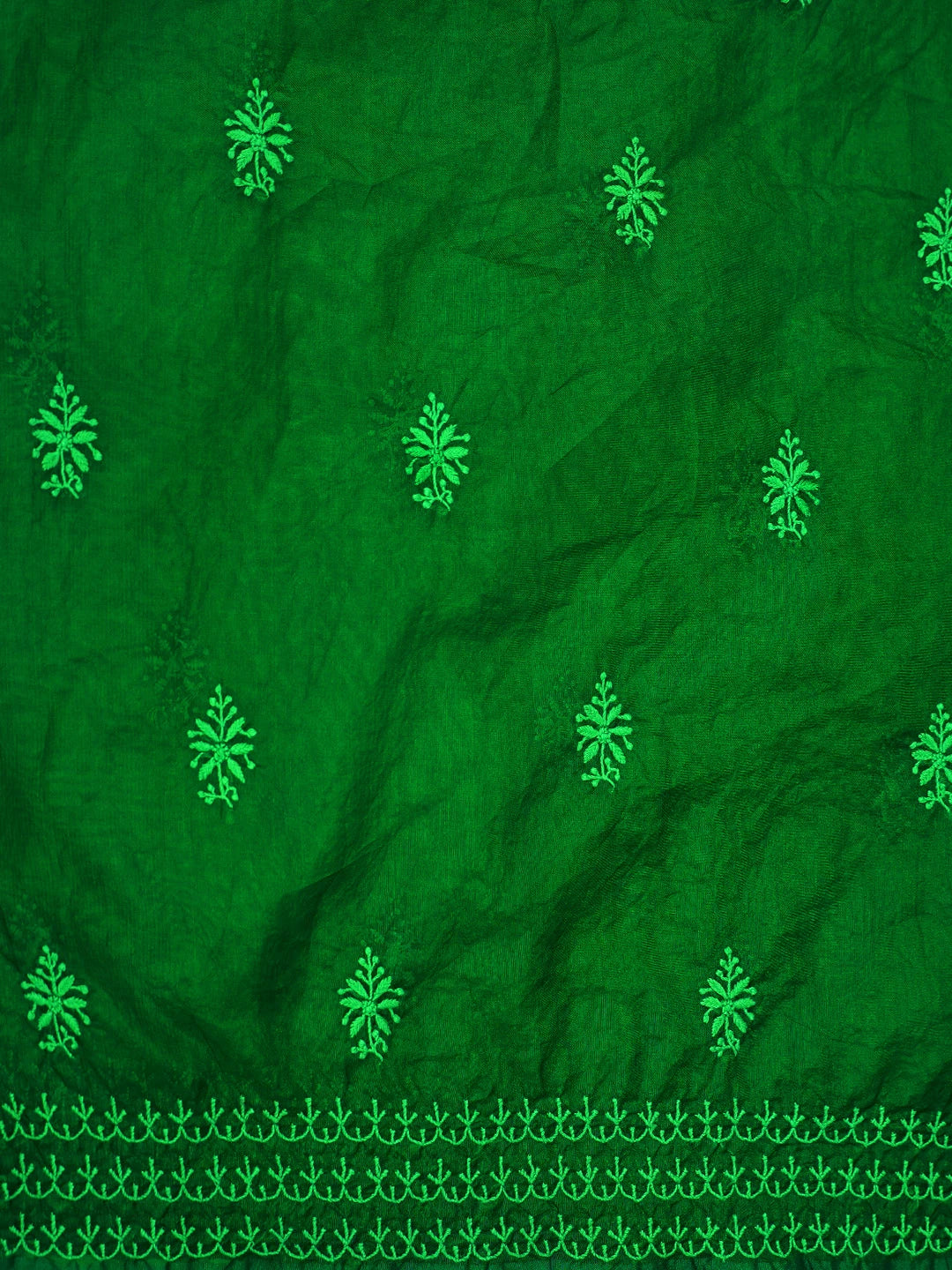 Ada Hand Embroidered Forest Green Organza Lucknowi Chikankari Unstitched Kurta Dupatta Set 01A316321