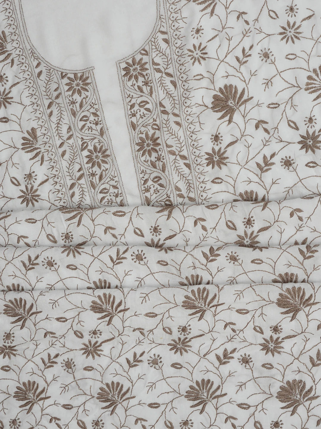 Ada Hand Embroidered White Modal Lucknowi Chikankari Unstitched Suit Piece 01A700565