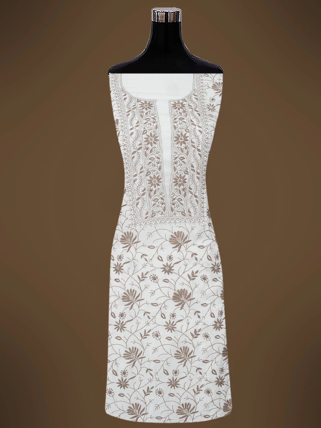 Ada Hand Embroidered White Modal Lucknowi Chikankari Unstitched Suit Piece 01A700565