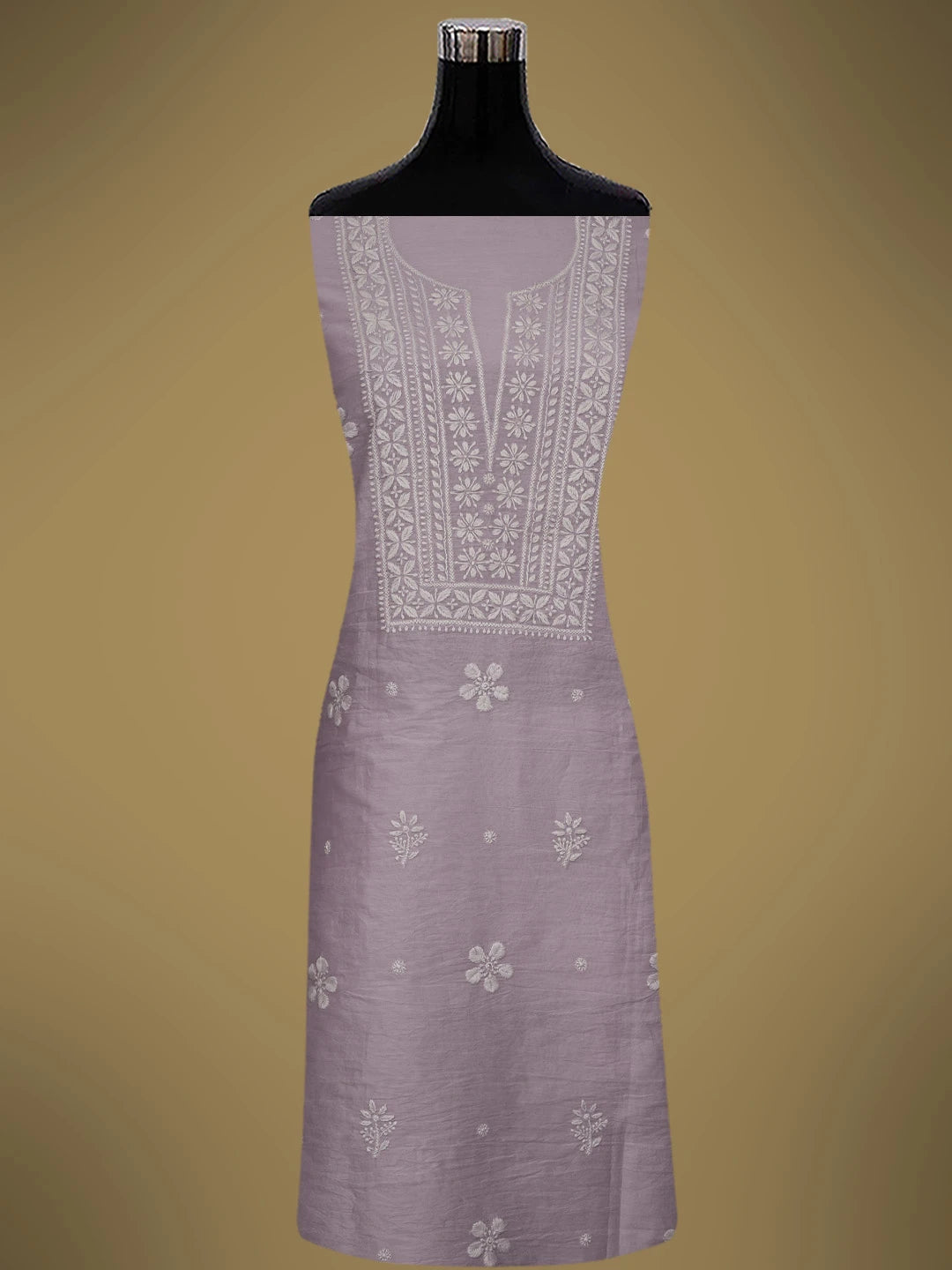 Ada Hand Embroidered Mauve Chanderi Lucknowi Chikankari Unstitched Suit Piece 01A700719