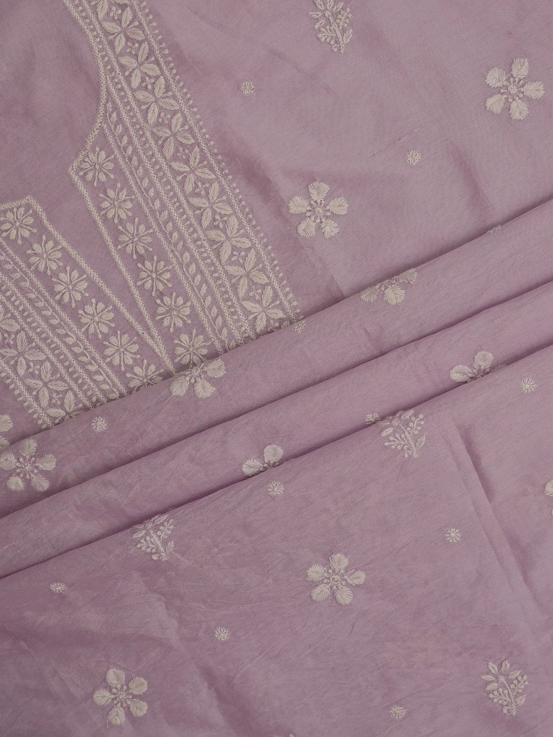 Ada Hand Embroidered Mauve Chanderi Lucknowi Chikankari Unstitched Suit Piece 01A700719