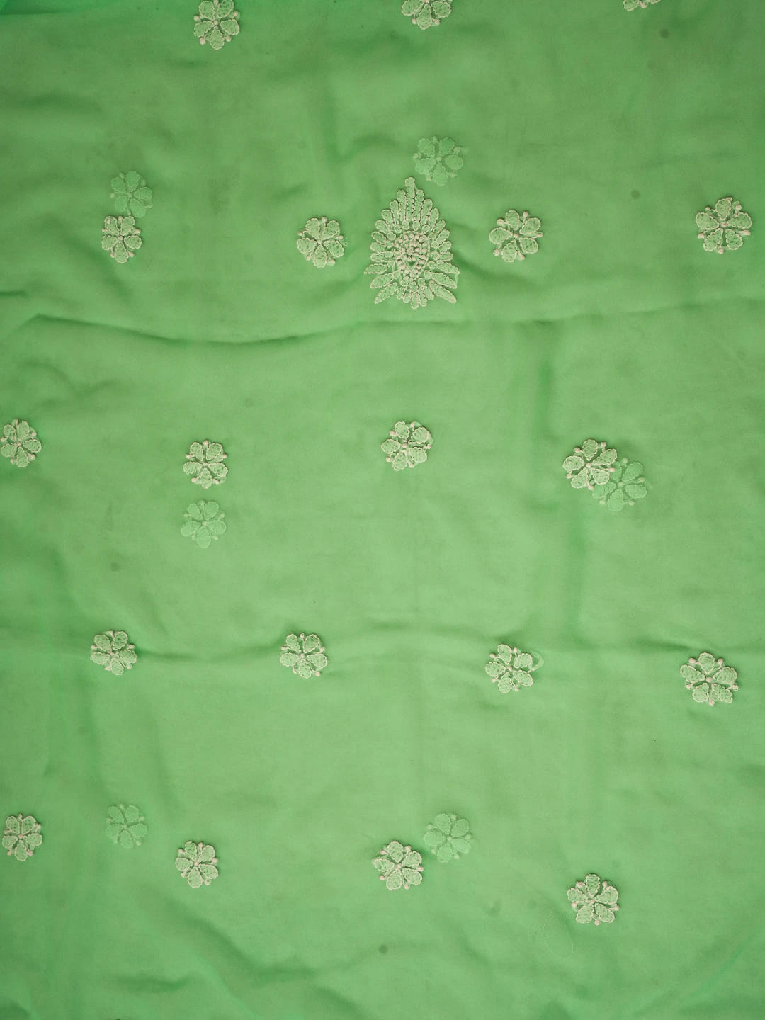 Ada Hand Embroidered Neon Green Georgette Lucknowi Chikankari Unstitched Suit Piece A211324