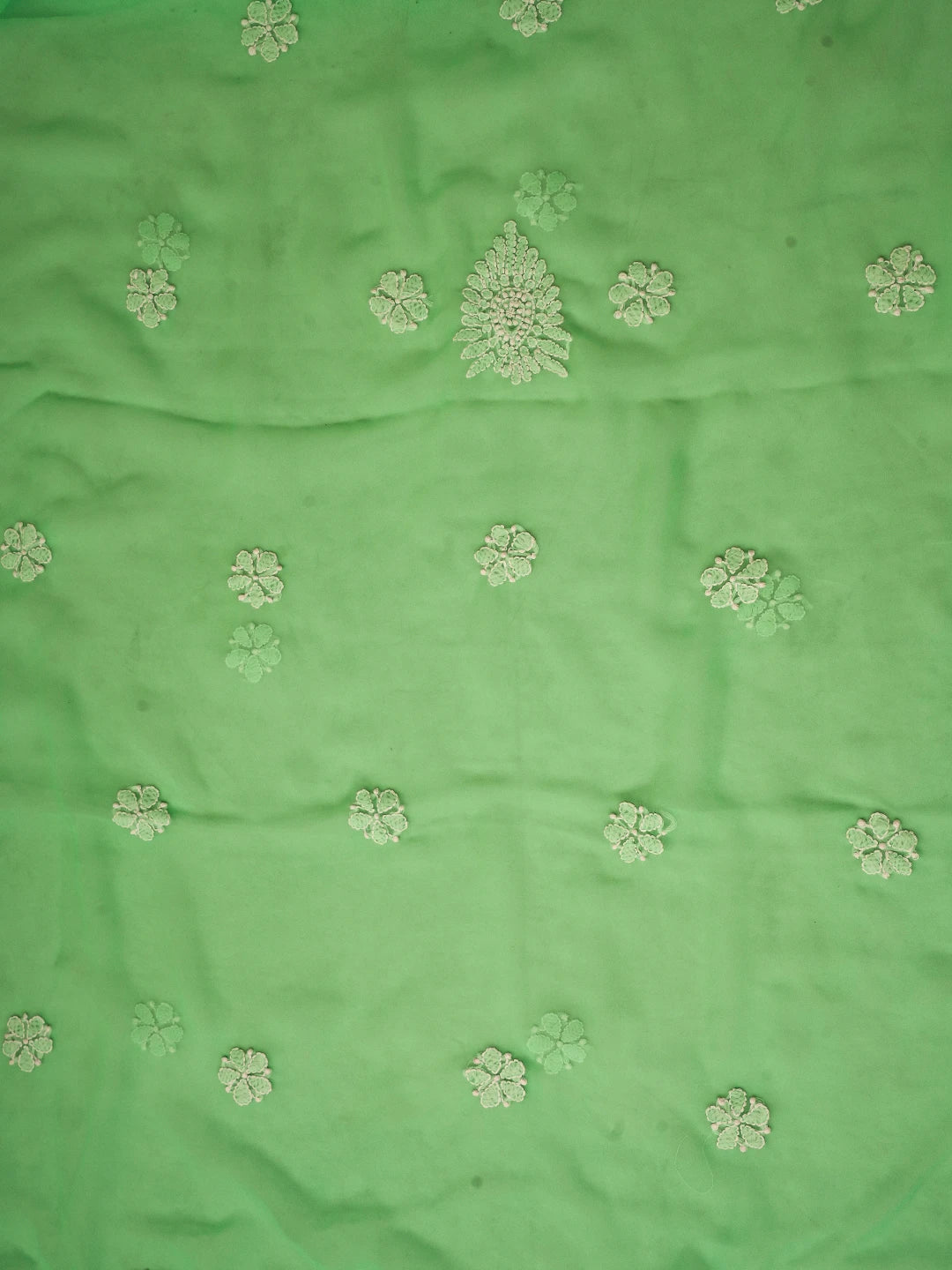 Ada Hand Embroidered Neon Green Georgette Lucknowi Chikankari Unstitched Suit Piece A211324