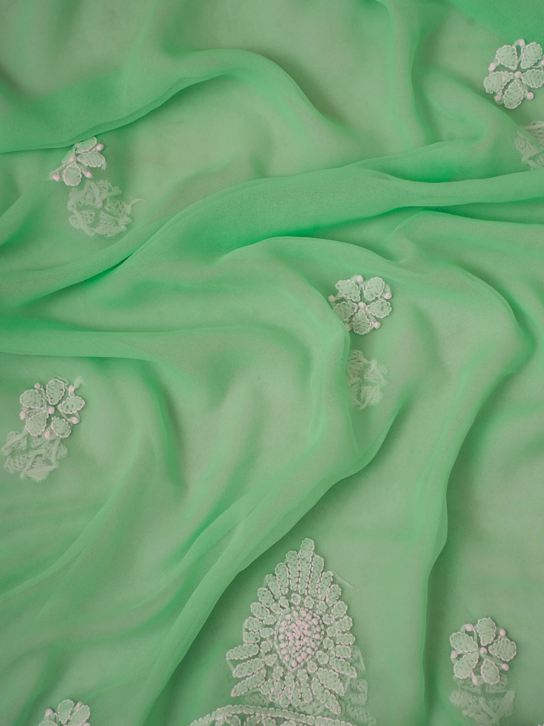 Ada Hand Embroidered Neon Green Georgette Lucknowi Chikankari Unstitched Suit Piece A211324