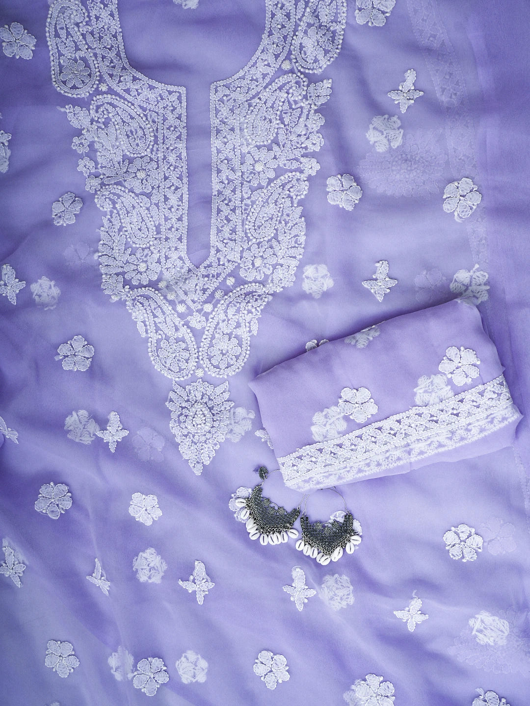 Ada Hand Embroidered Mauve Georgette Lucknowi Chikankari Unstitched Suit Piece A211325