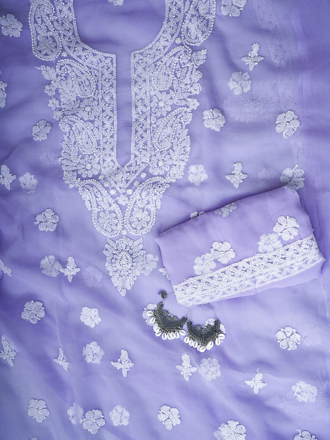 Ada Hand Embroidered Mauve Georgette Lucknowi Chikankari Unstitched Suit Piece A211325
