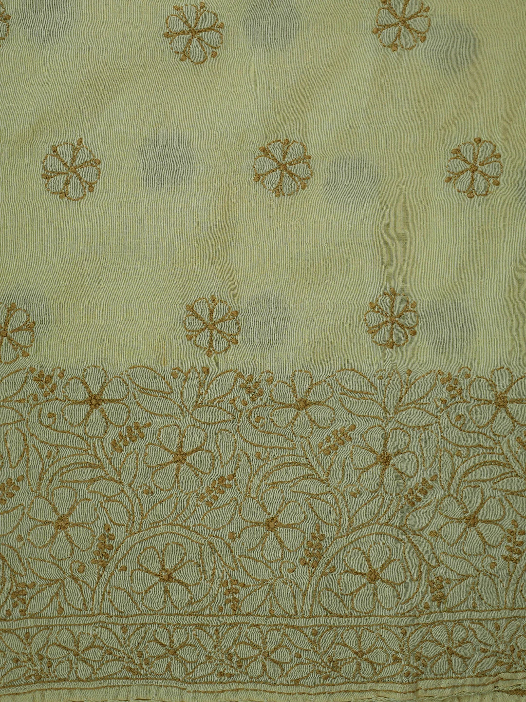 Ada Hand Embroidered Fawn Cotton Lucknowi Chikankari Unstitched Suit Piece With Muqaish Work  01A692459