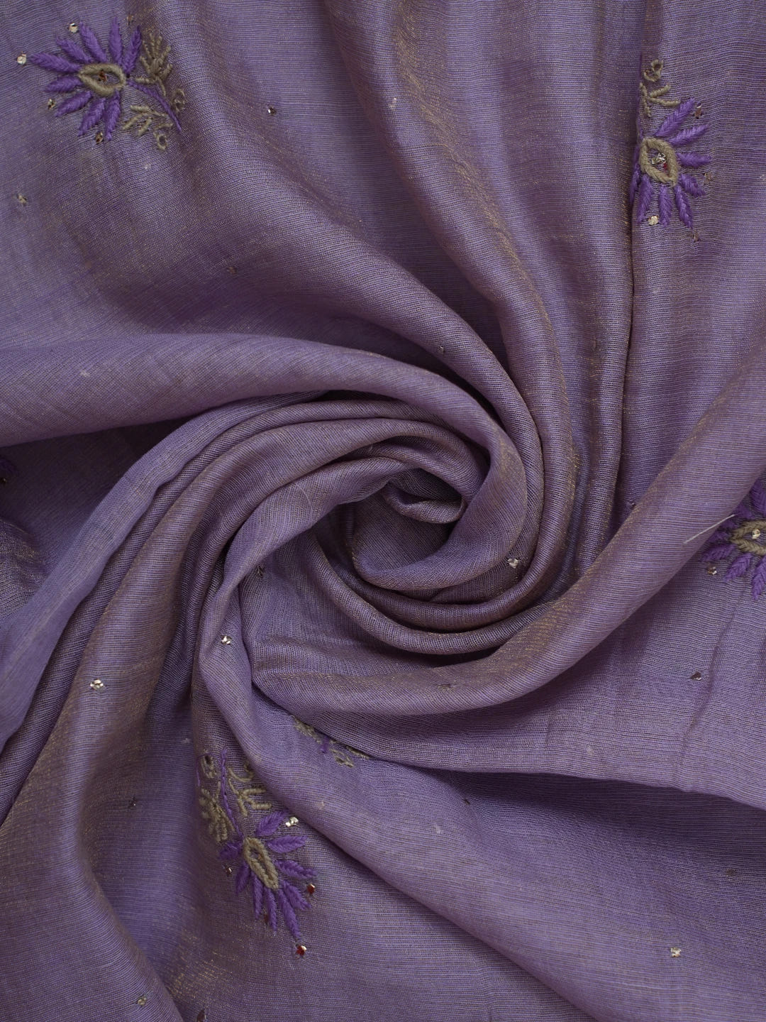 Ada Hand Embroidered Mauve Tissue Lucknowi Chikankari Unstitched Kurta Dupatta Set With Mukaish Work 01A628940