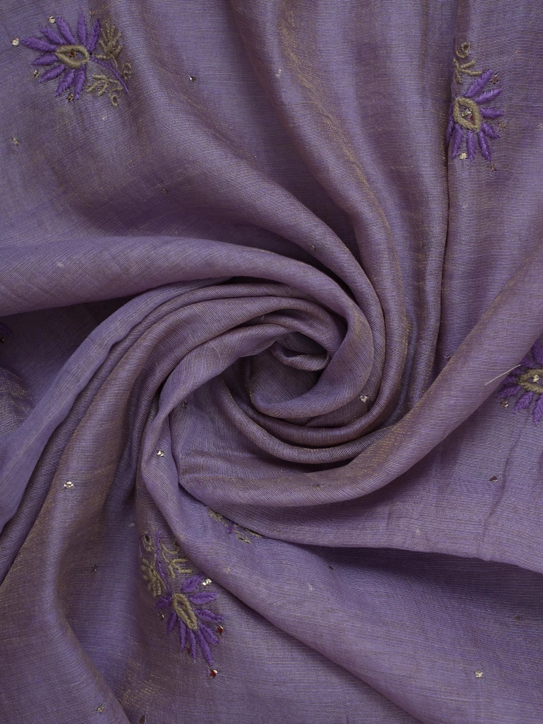 Ada Hand Embroidered Mauve Tissue Lucknowi Chikankari Unstitched Kurta Dupatta Set With Mukaish Work 01A628940