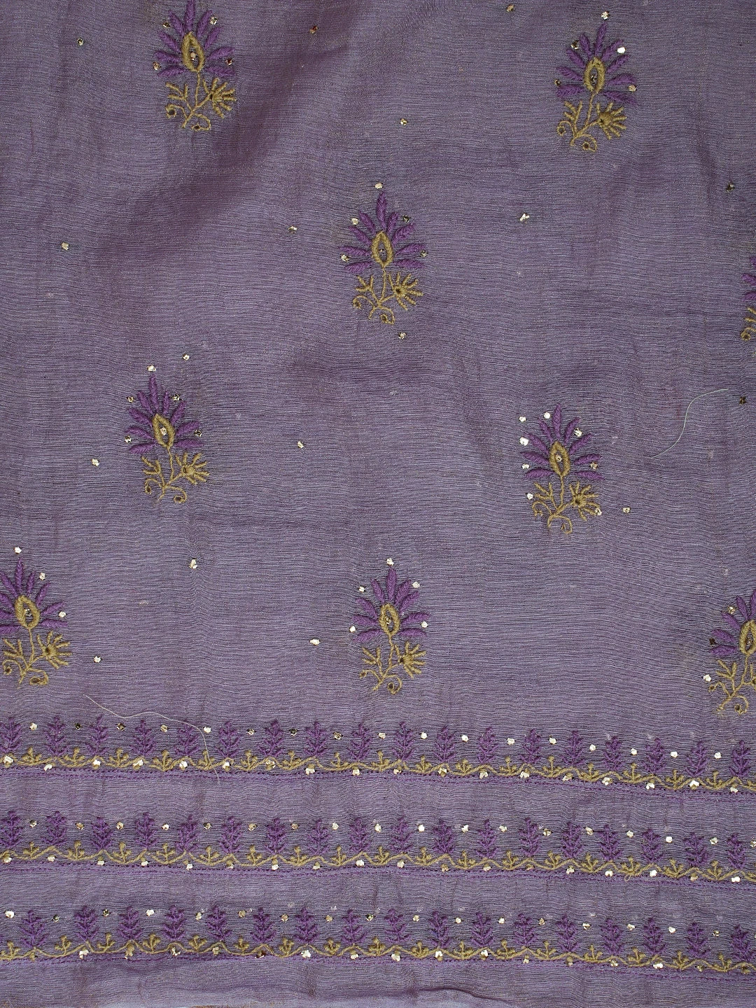 Ada Hand Embroidered Mauve Tissue Lucknowi Chikankari Unstitched Kurta Dupatta Set With Mukaish Work 01A628940