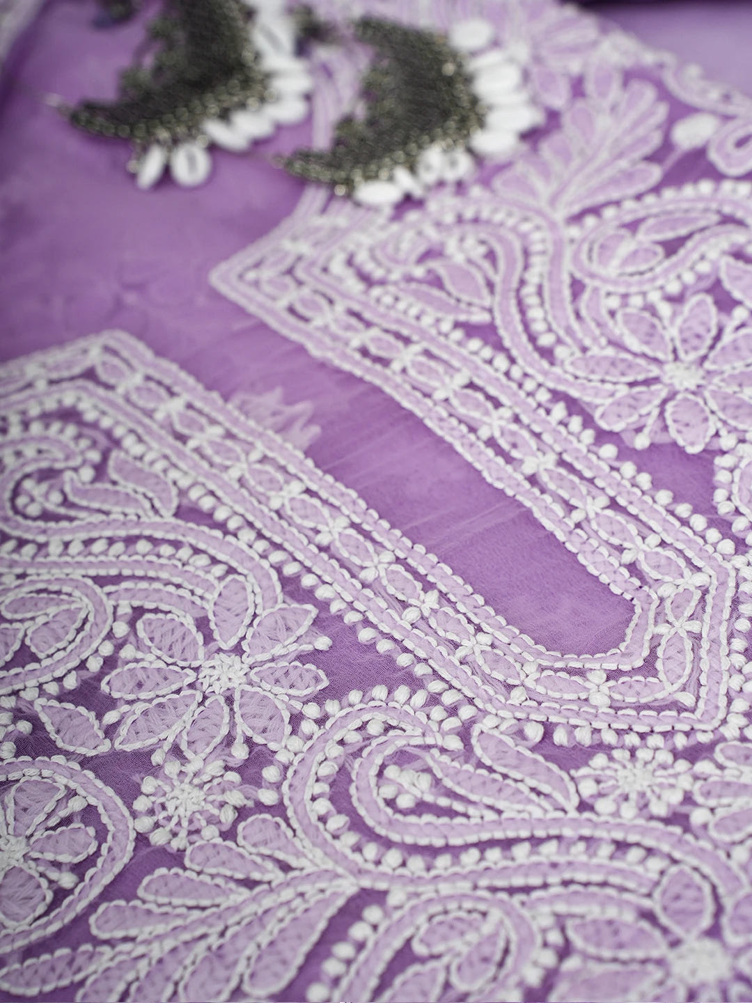 Ada Hand Embroidered Lavender Georgette Lucknowi Chikankari Unstitched Suit Piece A211356