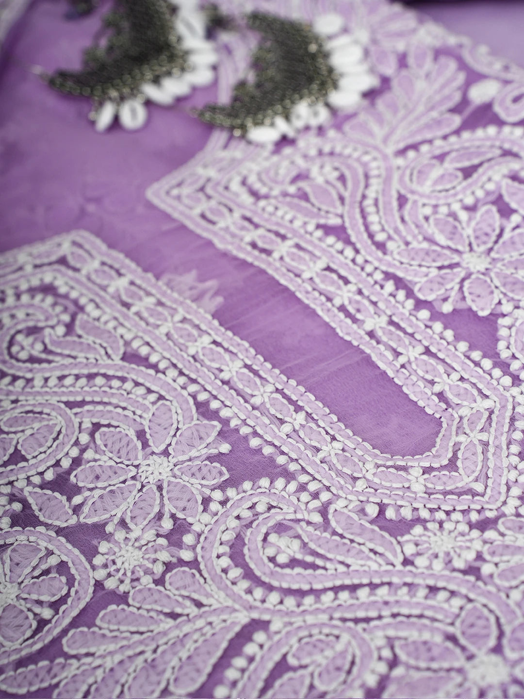 Ada Hand Embroidered Lavender Georgette Lucknowi Chikankari Unstitched Suit Piece A211356