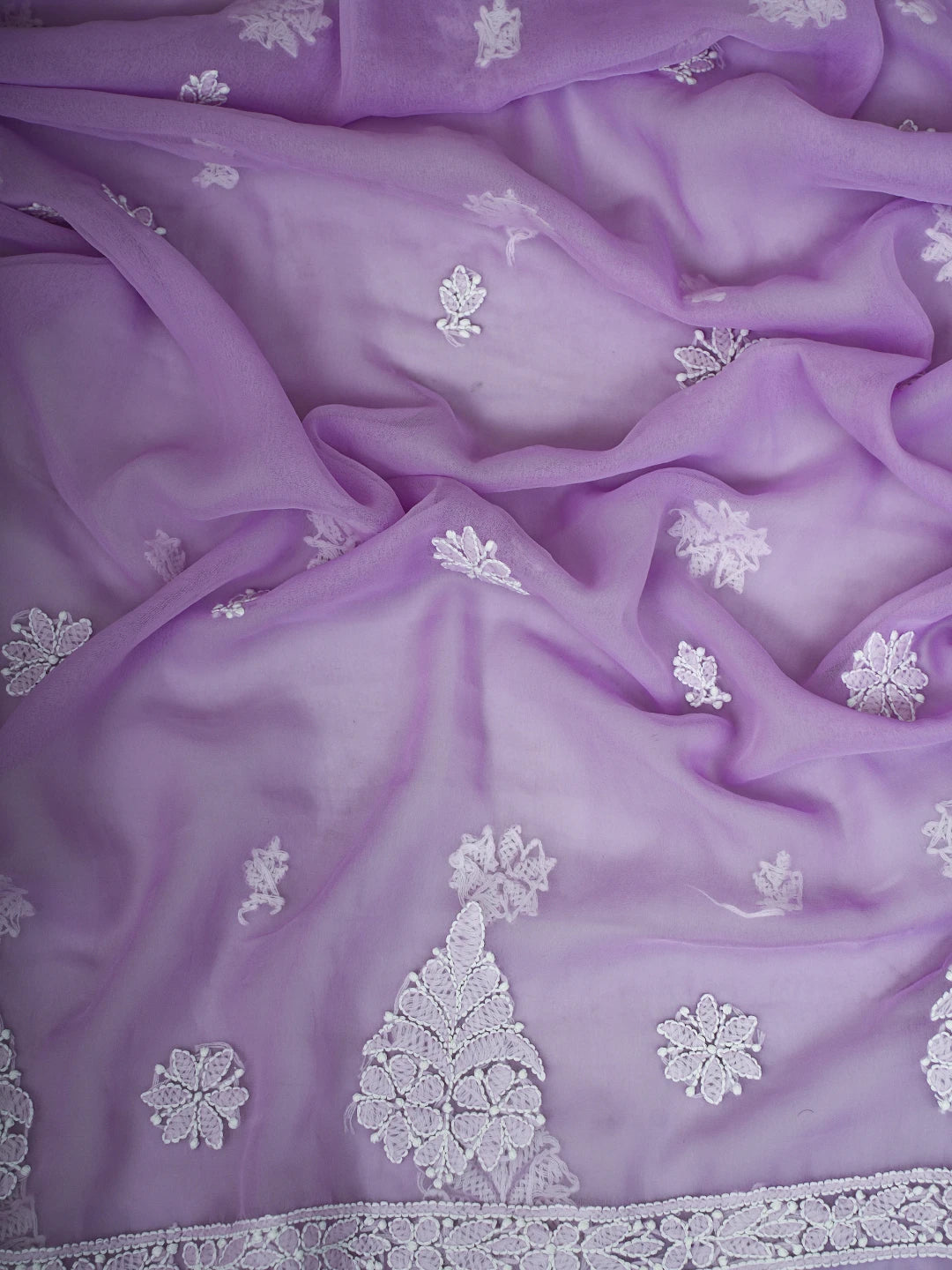 Ada Hand Embroidered Lavender Georgette Lucknowi Chikankari Unstitched Suit Piece A211356