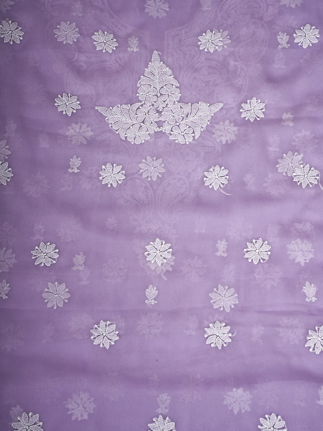 Ada Hand Embroidered Lavender Georgette Lucknowi Chikankari Unstitched Suit Piece A211356