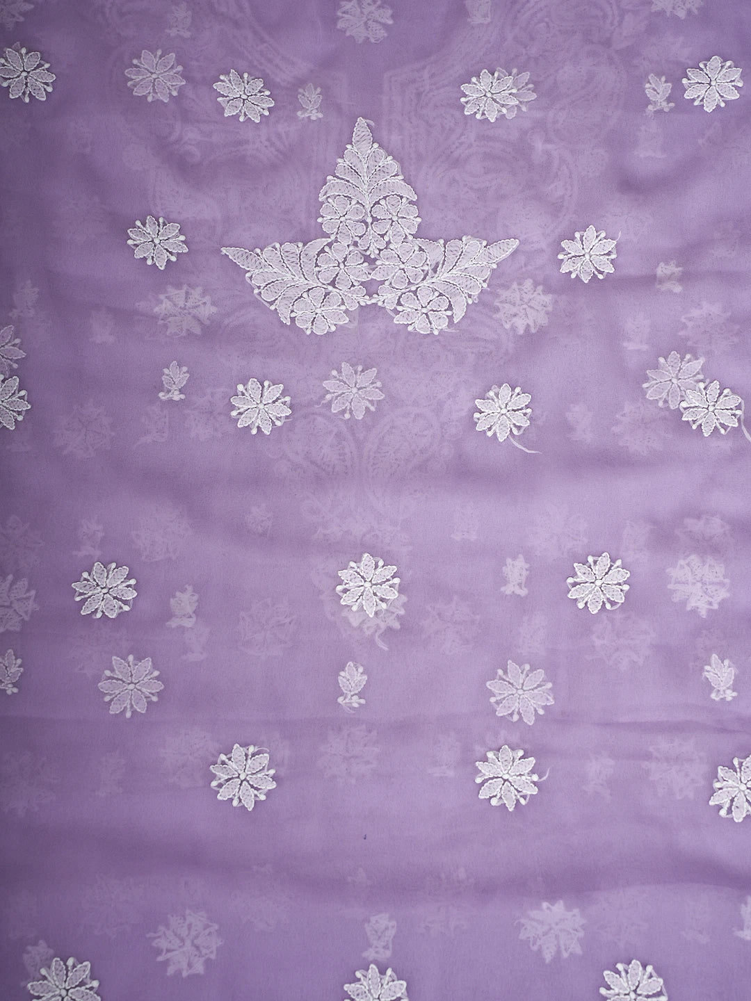 Ada Hand Embroidered Lavender Georgette Lucknowi Chikankari Unstitched Suit Piece A211356