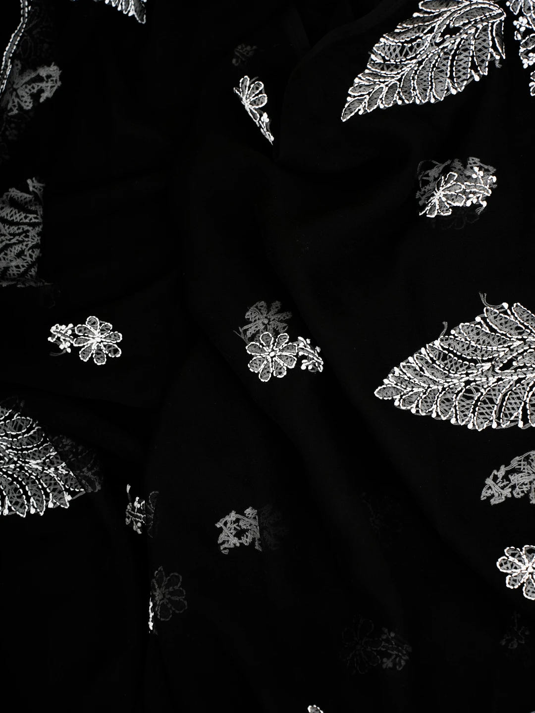 Ada Hand Embroidered Black Georgette Lucknowi Chikankari Unstitched Suit Piece A211357