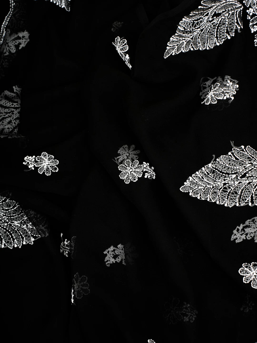 Ada Hand Embroidered Black Georgette Lucknowi Chikankari Unstitched Suit Piece A211357