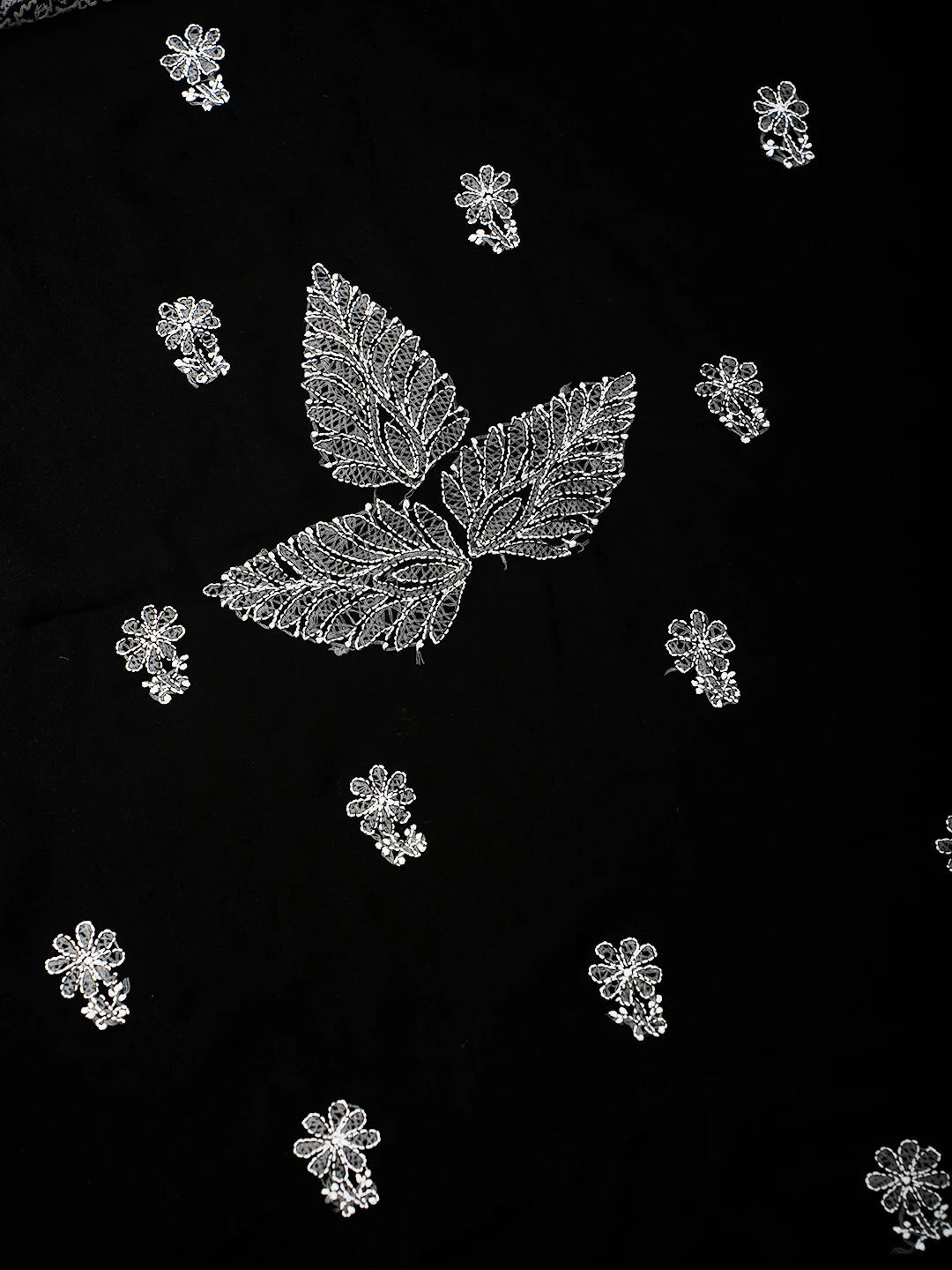 Ada Hand Embroidered Black Georgette Lucknowi Chikankari Unstitched Suit Piece A211357