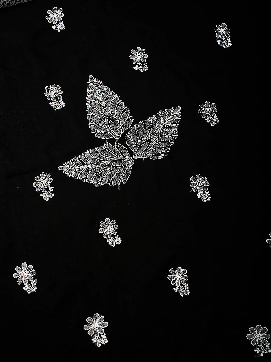 Ada Hand Embroidered Black Georgette Lucknowi Chikankari Unstitched Suit Piece A211357