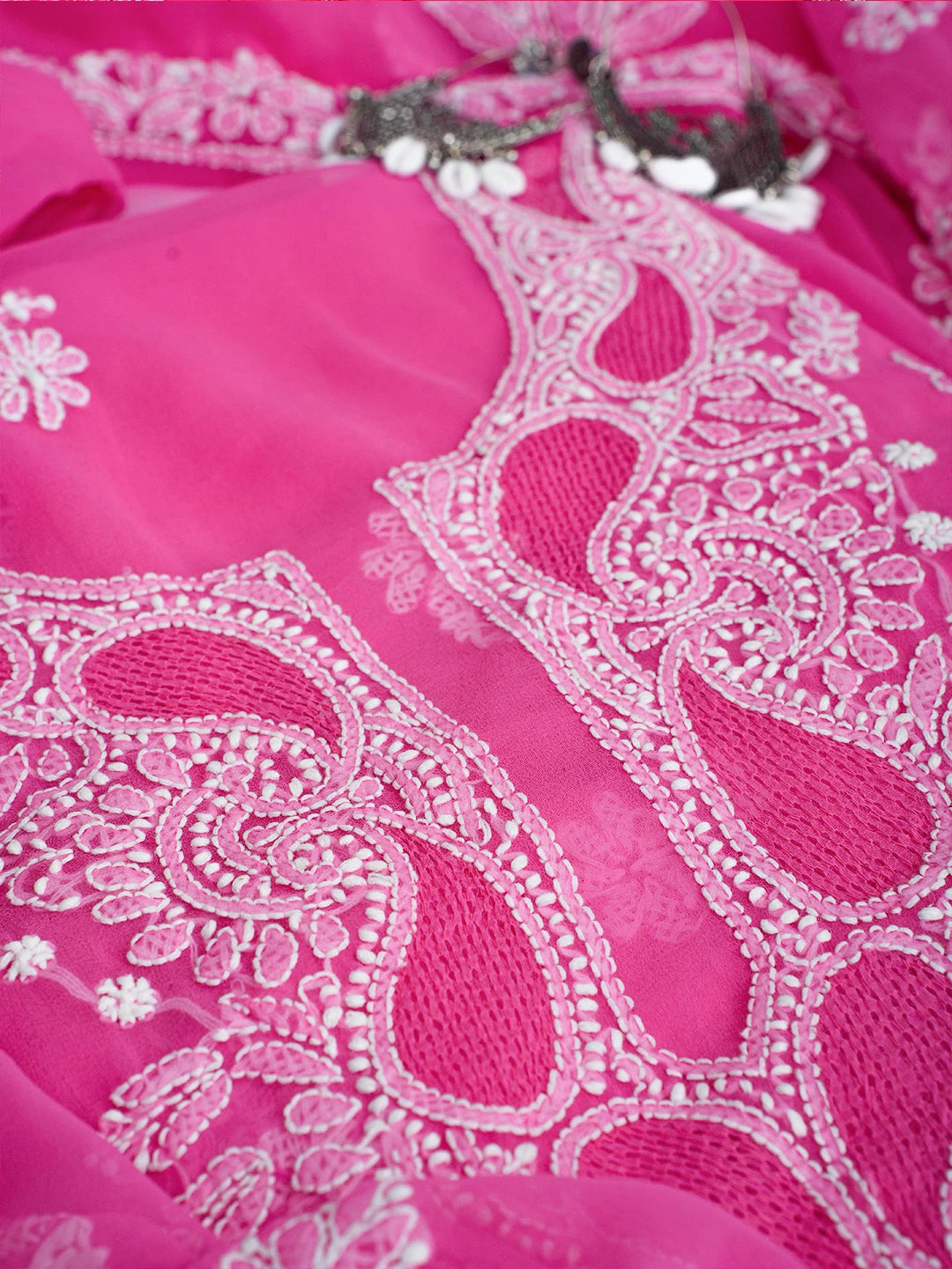 Ada Hand Embroidered Pink Georgette Lucknowi Chikankari Unstitched Suit Piece A211358